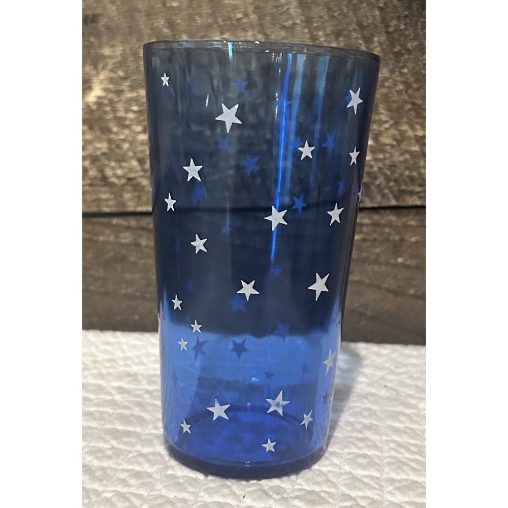 Star Ritz 5-inch Glass Tumbler Cobalt Blue with White‎ Stars